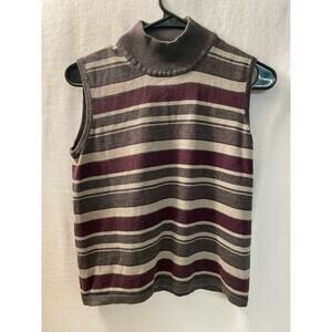 Laura Scott‎ mock turtle neck gray purple light gray sleeveless top vintage